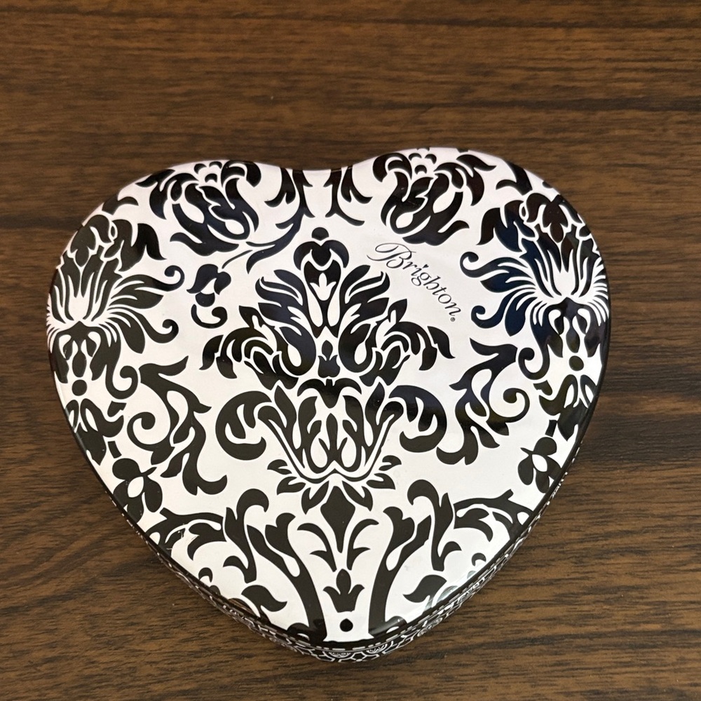 Brighton Black & White Heart-Shaped Decorative Tin